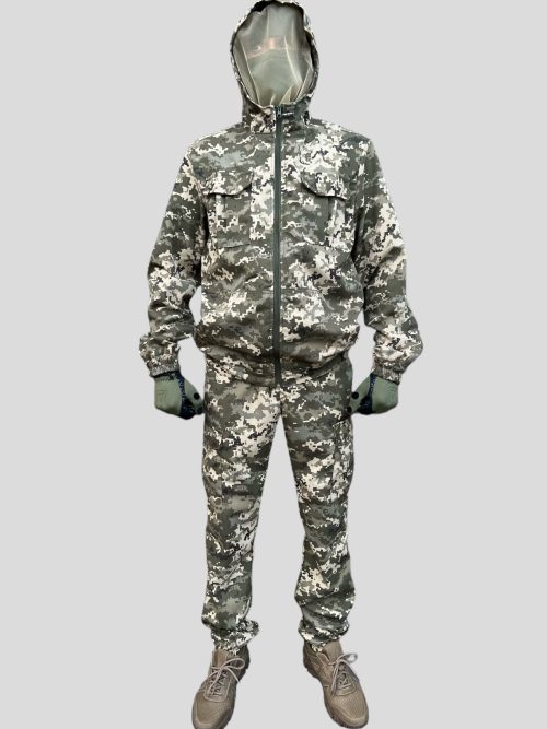 Костюм літній польовий з антимоскітним капюшоном (піксель ріп-стоп)